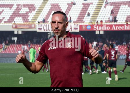 Franck Ribery zeigt sich während seiner Präsentation als Neusignatur für die US Salernitana 1919 im Stadio Arechi, Salerno, Italien, am 6. September 2021. (Foto von Giuseppe Maffia/NurPhoto) Stockfoto