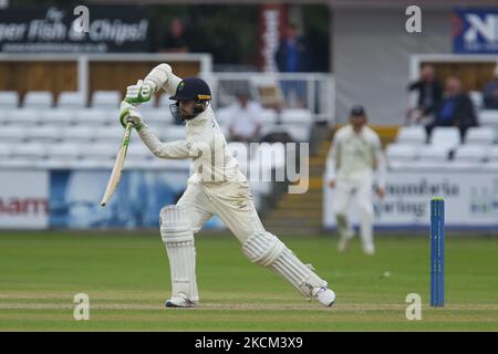 Eddie Byrom von Glamorgan während des LV= County Championship-Spiels zwischen dem Durham County Cricket Club und dem Glamorgan County Cricket Club im Emirates Riverside, Chester le Street, am Montag, 6.. September 2021. (Foto von will Matthews/MI News/NurPhoto) Stockfoto