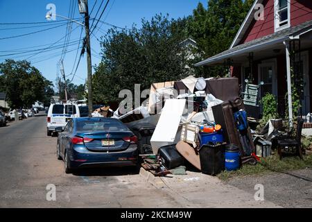 Eine allgemeine Ansicht von Manville, New Jersey, nach der Überschwemmung durch den Sturmfluter Ida am 7. September 2021. (Foto von Karla Ann Cote/NurPhoto) Stockfoto