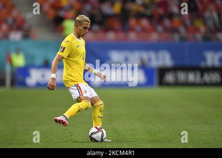 Cristian Manea in Aktion während des Qualifikationsspiels der FIFA-Weltmeisterschaft zwischen Rumänien und Liechtenstein, das am 05. September 2021 in Bukarest gespielt wurde. (Foto von Alex Nicodim/NurPhoto) Stockfoto