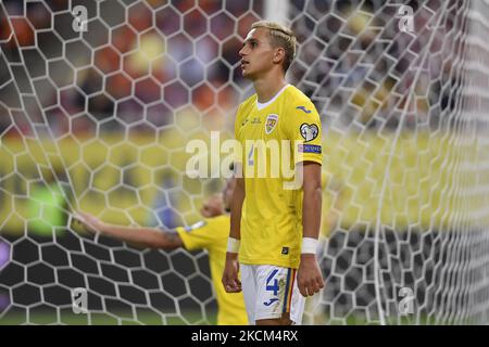 Cristian Manea in Aktion während des Qualifikationsspiels der FIFA-Weltmeisterschaft zwischen Rumänien und Liechtenstein, das am 05. September 2021 in Bukarest gespielt wurde. (Foto von Alex Nicodim/NurPhoto) Stockfoto