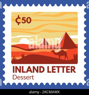 Binnenbrief, Dessertlandschaft mit Pyramiden Stock Vektor