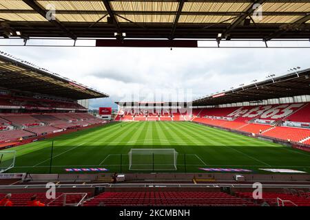 Allgemeiner Blick in das bet365 Stadium, Heimstadion von Stoke City vor dem Sky Bet Championship-Spiel zwischen Stoke City und Huddersfield Town im bet365 Stadium, Stoke-on-Trent am Samstag, 11.. September 2021. (Foto von Jon Hobley/MI News/NurPhoto) Stockfoto