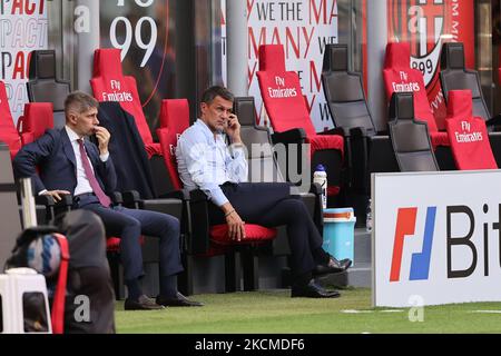 Paolo Maldini Technical Area Director des AC Mailand während des Fußballspiels der Serie A 2021/22 zwischen dem AC Mailand und der SS Lazio im Giuseppe-Meazza-Stadion, Mailand, Italien am 12. September 2021 (Foto von Fabrizio Carabelli/LiveMedia/NurPhoto) Stockfoto