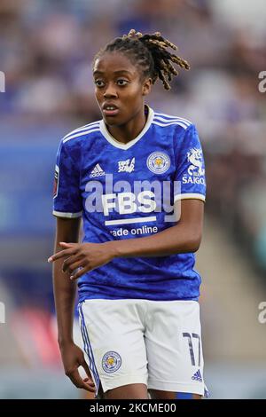 Paige Bailey-Gayle von Leicester City Women während des Barclays FA Women's Super League-Spiels zwischen Leicester City und Manchester United am Sonntag, 12.. September 2021, im King Power Stadium, Leicester. (Foto von James Holyoak/MI News/NurPhoto) Stockfoto