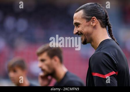 Zlatan Ibrahimovic (AC Mailand) während des Spiels der italienischen Fußballserie A AC Mailand gegen SS Lazio am 12. September 2021 im San Siro Stadion in Mailand, Italien (Foto von Francesco Scaccianoce/LiveMedia/NurPhoto) Stockfoto