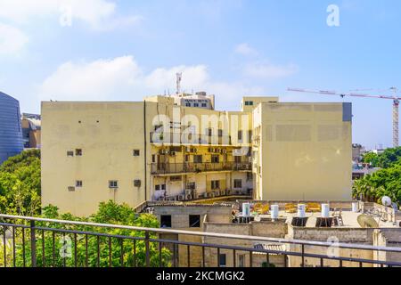 Tel-Aviv, Israel - 26. Mai 2022: Blick auf das alte Bürgermeistergebäude, in Jaffa, jetzt Teil von Tel-Aviv-Yafo, Israel Stockfoto