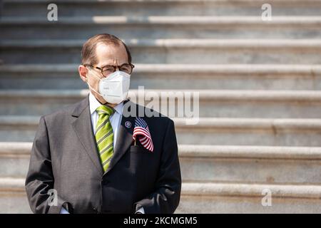 Der Kongressabgeordnete Jerrold Nadler (D-NY) nimmt an einer Zeremonie auf der Capitol Steps Teil, um an die Opfer der Anschläge vom 11.. September zu erinnern. (Foto von Allison Bailey/NurPhoto) Stockfoto