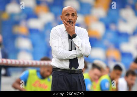 Napoli-Cheftrainer Luciano Spalletti Gesten während des Spiels SSC Napoli gegen Juventus FC am 11. September 2021 im Diego Armando Maradona Stadion in Neapel, Italien (Foto: Carmelo Imbesi/LiveMedia/NurPhoto) Stockfoto