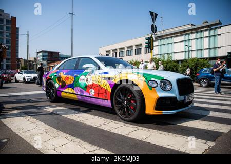 Die Journalisten-Parade während des MIMO Milano Monza Motor Show 2021 von Mailand nach Autodromo Nazionale Monza am 11. Juni 2021 in Mailand, Italien. (Foto von Alessandro Bremec/NurPhoto) Stockfoto