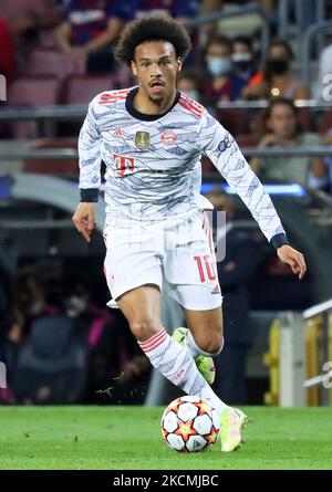 Leroy Sane während des Spiels zwischen dem FC Barcelona und dem FC Bayern München, entsprechend der Woche 1 der Gruppe A der UEFA Champions League, spielte am 14.. September 2021 im Camp Nou Stadium in Barcelona, Spanien. -- (Foto von Urbanandsport/NurPhoto) Stockfoto