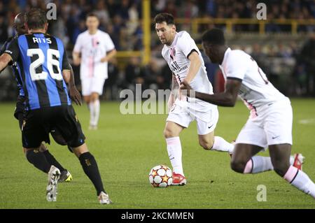 Lionel Messi vom PSG während der UEFA Champions League, Gruppenphase, Gruppe 1 Fußballspiel zwischen Club Brugge KV und Paris Saint-Germain (PSG)am 15. September 2021 im Jan Breydel Stadion in Brügge, Belgien (Foto: Jean Catuffe/DPPI/LiveMedia/NurPhoto) Stockfoto