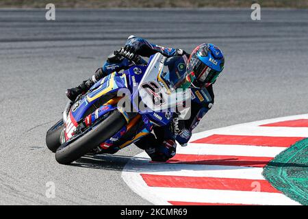 Christophe Ponsson von Gil Motor Sport ? Yamaha mit Yamaha YZF R1 während der Hyundai N Catalunya WorldSBK Runde der FIM World Superbike Championship auf dem Circuit de Catalunya in Barcelona, Spanien. (Foto von DAX Images/NurPhoto) Stockfoto