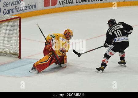 ALESSIO BERTAGGIA Lugano Hockey HC Lugano vs. EHC Biel-Bienne National League Saison 2021/2022 am 17. September 2021 in der Corner Arena in Lugano, Schweiz (Foto: Fabio Averna/NurPhoto) Stockfoto