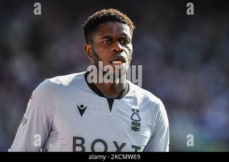 Torhüter Brice Samba aus Nottingham Forest beim Sky Bet Championship-Spiel zwischen Huddersfield Town und Nottingham Forest am Samstag, dem 18.. September 2021, im John Smith's Stadium in Huddersfield. (Foto von Jon Hobley/MI News/NurPhoto) Stockfoto