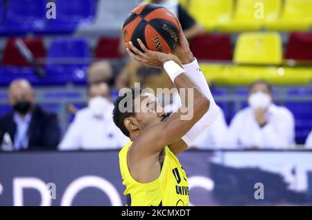 Sadiel Rojas spielte während des Spiels zwischen dem FC Barcelona und UCAM Murcia CB, das der 1. Woche der Liga Endesa entspricht, am 19.. September 2021 im Palau Blaugrana in Barcelona, Spanien. -- (Foto von Urbanandsport/NurPhoto) Stockfoto