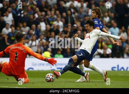 Tottenham Hotspur's Son Heung-Min während der Premier League zwischen Tottenham Hotspur und Chelsea im Tottenham Hotspur Stadium, London, England am 19h. August 2021 (Foto by Action Foto Sport/NurPhoto) Stockfoto