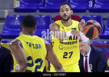 Sadiel Rojas spielte während des Spiels zwischen dem FC Barcelona und UCAM Murcia CB, das der 1. Woche der Liga Endesa entspricht, am 19.. September 2021 im Palau Blaugrana in Barcelona, Spanien. -- (Foto von Urbanandsport/NurPhoto) Stockfoto