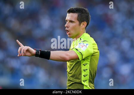 Schiedsrichter des Spiels Davide Ghersini Gesten während der Serie A Spiel zwischen SS Lazio und Cagliari Calcio im Stadio Olimpico, Rom, Italien am 19. September 2021. (Foto von Giuseppe Maffia/NurPhoto) Stockfoto