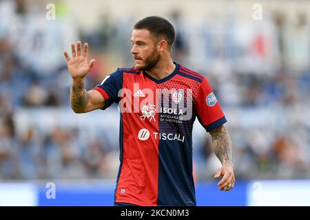 Nahitan Nandez von Cagliari Calcio Gesten während der Serie Ein Spiel zwischen SS Lazio und Cagliari Calcio im Stadio Olimpico, Rom, Italien am 19. September 2021. (Foto von Giuseppe Maffia/NurPhoto) Stockfoto