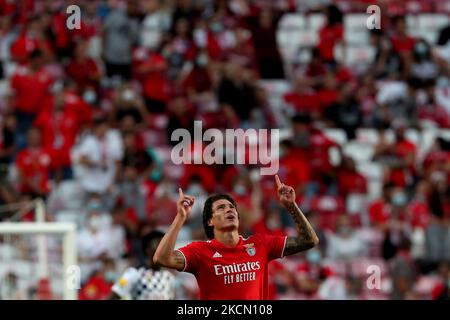 Darwin Nunez von SL Benfica feiert am 20. September 2021 ein Tor beim Fußballspiel der Portugiesischen Liga zwischen SL Benfica und dem Boavista FC im Luz-Stadion in Lissabon, Portugal. (Foto von Pedro FiÃºza/NurPhoto) Stockfoto