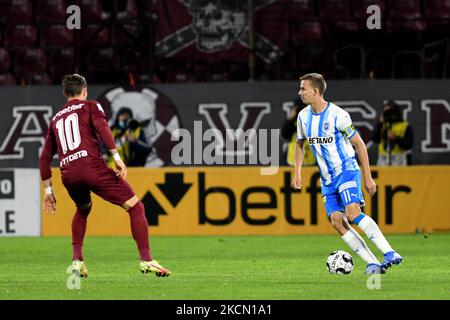 Nicusor Bancu im Einsatz während des CFR Cluj und der Universitatea Craiova, rumänische Liga 1, am 20. September 2021 im Dr. Constantin Radulescu Stadium in Cluj-Napoca, Rumänien. (Foto von Flaviu Buboi/NurPhoto) Stockfoto