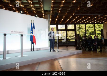 Der Präsident des Generalrats des Departements seine Saint-Denis, Stéphane Troussel, während der Pressekonferenz in der Präfektur des Departements seine Saint-Denis, in Bobigny, am 21. September 2021. (Foto von Andrea Savorani Neri/NurPhoto) Stockfoto