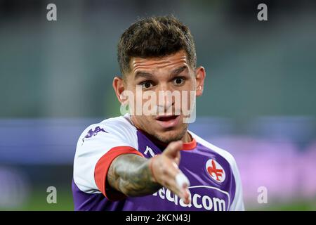 Lucas Torreira von ACF Fiorentina Gesten während der Serie Ein Spiel zwischen ACF Fiorentina und FC Internazionale im Stadio Artemio Franchi, Florenz, Italien am 21. September 2021. (Foto von Giuseppe Maffia/NurPhoto) Stockfoto