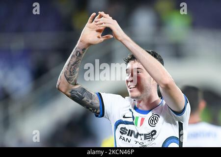 Alessandro Bastoni vom FC Internazionale feiert am 21. September 2021 den Sieg am Ende der Serie A-Partie zwischen ACF Fiorentina und FC Internazionale im Stadio Artemio Franchi, Florenz, Italien. (Foto von Giuseppe Maffia/NurPhoto) Stockfoto