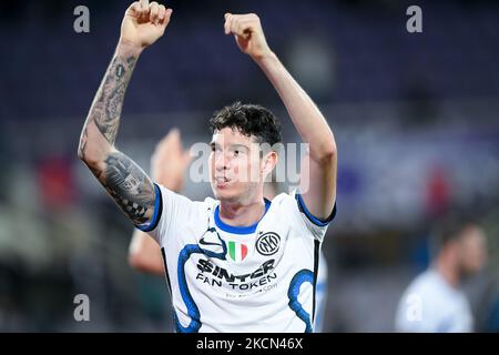 Alessandro Bastoni vom FC Internazionale feiert am 21. September 2021 den Sieg am Ende der Serie A-Partie zwischen ACF Fiorentina und FC Internazionale im Stadio Artemio Franchi, Florenz, Italien. (Foto von Giuseppe Maffia/NurPhoto) Stockfoto