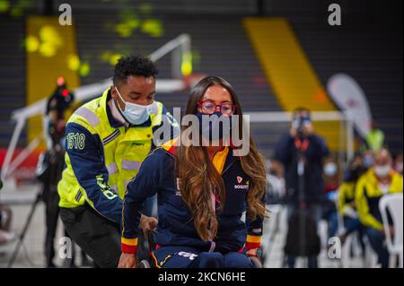 Maria Angelica Bernal Paralympische Athletin bei einer Begrüßung der kolumbianischen Paralympischen Athleten, die am 21. September 2021 an den Paralympics in Tokio 2020+1 in Bogota, Kolumbien, teilgenommen haben. (Foto von Sebastian Barros/NurPhoto) Stockfoto