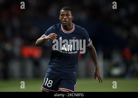 Georginio Wijnaldum von PSG in Aktion während des Ligue 1 Uber Eats-Spiels zwischen Paris Saint Germain und Lyon am 19. September 2021 im Parc des Princes in Paris, Frankreich. (Foto von Jose Breton/Pics Action/NurPhoto) Stockfoto