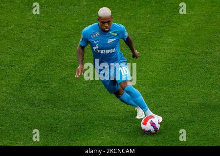 Malcom von Zenit im Einsatz während des Spiels der russischen Premier League zwischen dem FC Zenit Sankt Petersburg und dem PFC Krylia Sovetov Samara am 25. September 2021 in der Gazprom Arena in Sankt Petersburg, Russland. (Foto von Mike Kireev/NurPhoto) Stockfoto