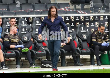 Wycombe Wanderers Manager Gareth Ainsworth vor der Sky Bet League ein Spiel zwischen MK Dons und Wycombe Wanderers im Stadium MK, Milton Keynes, Großbritannien, am 25.. September 2021. (Foto von John Cripps/MI News/NurPhoto) Stockfoto