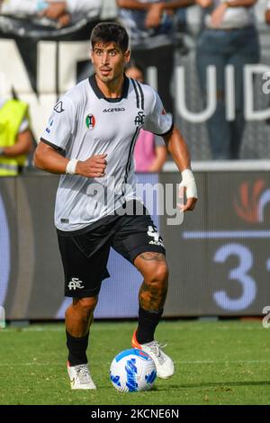 Dimitrios Nikolaou (Spezia) während des Spiels der italienischen Fußballserie A Spezia Calcio gegen AC Mailand am 25. September 2021 im Alberto Picco Stadion in La Spezia, Italien (Foto: Cucco Ricucchi/LiveMedia/NurPhoto) Stockfoto