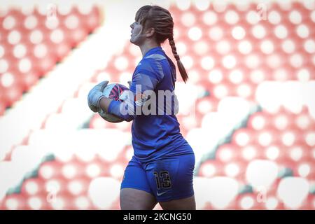 Claudia jammert von Sunderland während des FA Women's Championship Matches zwischen Sunderland und Lewes im Stadium of Light, Sunderland, am Sonntag, 26.. September 2021. (Foto von Mark Fletcher/MI News/NurPhoto) Stockfoto