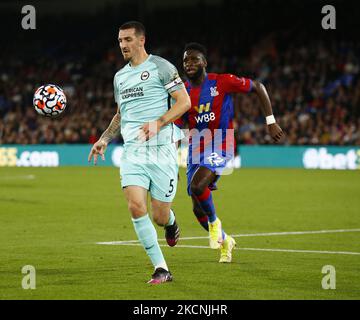 Brighton & Hove Albions Lewis Dunk während der Premier League zwischen Crystal Palace und Brighton und Hove Albion am 27.. September 2021 im Selhurst Park Stadium, London (Foto by Action Foto Sport/NurPhoto) Stockfoto