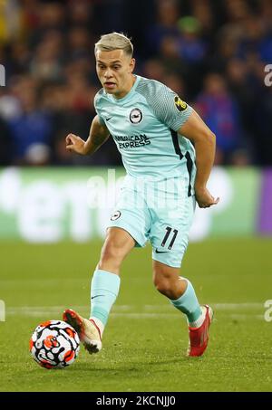 Brighton & Hove Albions Leandro Trossard während der Premier League zwischen Crystal Palace und Brighton und Hove Albion am 27.. September 2021 im Selhurst Park Stadium, London (Foto by Action Foto Sport/NurPhoto) Stockfoto