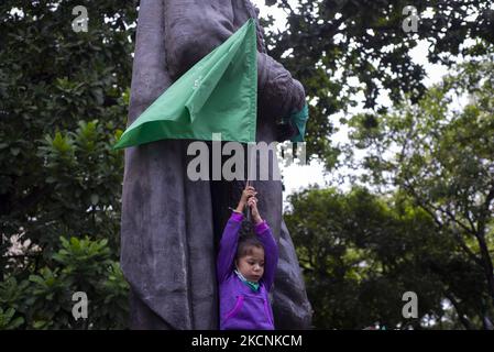 Demonstration für die Entkriminalisierung von Abtreibungen während des Welttages der Aktion für legale und sichere Abtreibung in Lateinamerika und der Karibik in Caracas am 28. September 2021. (Foto von Jonathan Lanza/NurPhoto) Stockfoto