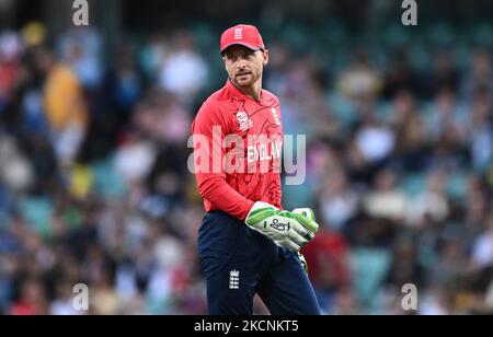 Der englische Kapitän Jos Buttler während des WM-Spiels T20 auf dem Sydney Cricket Ground in Sydney. Bilddatum: Samstag, 5. November 2022. Stockfoto