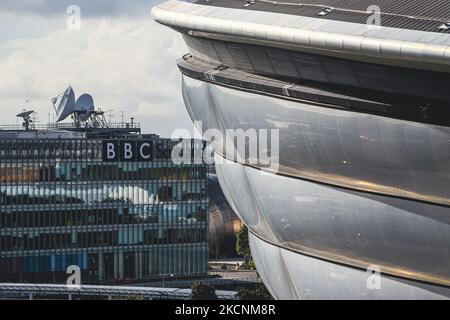 Eine allgemeine Ansicht des SSE Hydro auf dem Scottish Event Campus am 29. September 2021 in Glasgow, Schottland. Der Scottish Event Campus wird einer der Austragungsorte des bevorstehenden Klimagipfels COP 26 sein, der vom 1. Bis 12.. November in Glasgow stattfinden wird. (Foto von Ewan Bootman/NurPhoto) Stockfoto