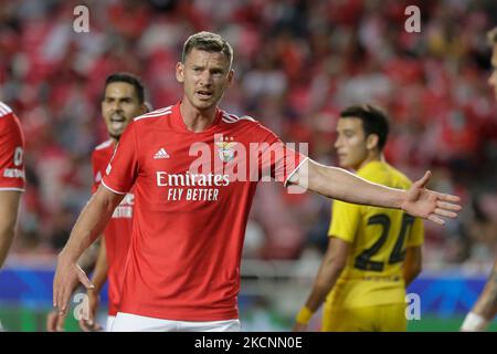 Jan Vertonghen Verteidiger von SL Benfica in Aktion beim UEFA Champions League-Spiel der Gruppe E zwischen SL Benfica und dem FC Barcelona im Estadio da Luz, am 29. September 2021, Lissabon, Portugal (Foto: Valter Gouveia/NurPhoto) Stockfoto