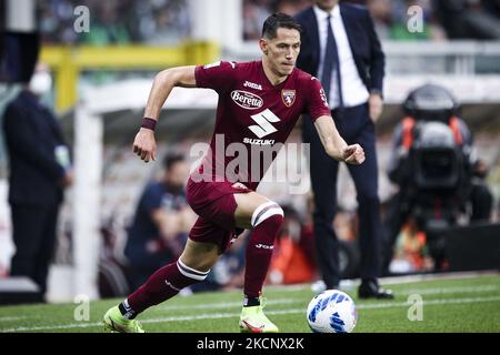 Torino-Mittelfeldspieler Sasa Lukic (10) im Einsatz während des Fußballspiels der Serie A n.7 TORINO - JUVENTUS am 02. Oktober 2021 im Stadio Olimpico Grande Torino in Turin, Piemont, Italien. (Foto von Matteo Bottanelli/NurPhoto) Stockfoto