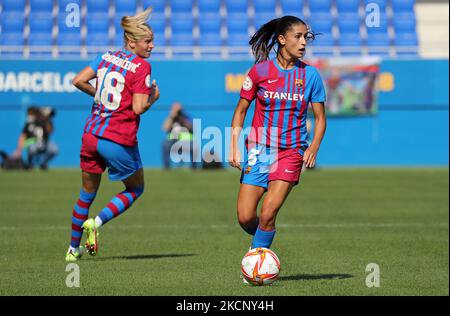 Jana Fernandez während des Spiels zwischen dem FC Barcelona und Deportivo Alaves Gloriosas, das der Woche 5 der Liga Iberdrola entspricht, spielte am 02.. Oktober 2021 im Johan Cruyff Stadium in Barcelona, Spanien. -- (Foto von Urbanandsport/NurPhoto) Stockfoto