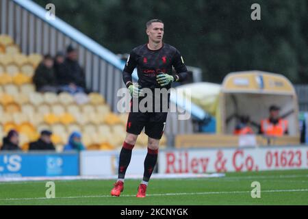 . Nathan Bishop von Mansfield Town während des Spiels der Sky Bet League 2 zwischen Mansfield Town und Barrow im One Call Stadium, Mansfield, am Samstag, den 2.. Oktober 2021. (Foto von Mark Fletcher/MI News/NurPhoto) Stockfoto