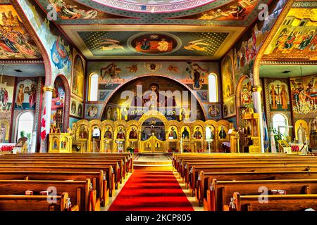 Innenraum der griechisch-orthodoxen Kirche Saint Nicholja in Toronto, Ontario, Kanada. (Foto von Creative Touch Imaging Ltd./NurPhoto) Stockfoto