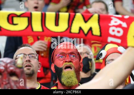 Fans Belgiens beim Fußballspiel der UEFA Nations League Halbfinale - Belgien gegen Frankreich am 07. Oktober 2021 im Allianz-Stadion in Turin, Italien (Foto: Claudio Benedetto/LiveMedia/NurPhoto) Stockfoto