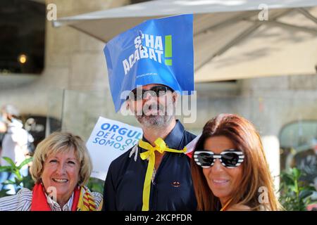 Die spanischen Gewerkschafter feiern das Fest des 12. Oktober, dem Hispanic Day, mit einer Demonstration am on12.. oktober 2021 in Barcelona, Spanien. -- (Foto von Urbanandsport/NurPhoto) Stockfoto