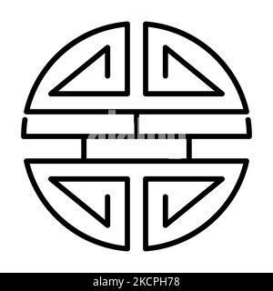 Traditionelles Shou Symbol, spirituelles isoliertes Shu flaches Symbol, asiatische Vektorgrafik . Stock Vektor