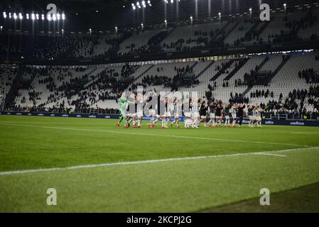 Juventus-Frauen während des Spiels der Gruppe A - UEFA Women's Champions zwischen Juventus FC Women und Chelsea FC Women, in Turin im Allianz Stadium am 13. Oktober 2021 in Italien. (Foto von Alberto Gandolfo/NurPhoto) Stockfoto